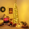 thumbnail image 3 of Gymax 7 ft Pre-Lit Artificial Christmas Tree Slim Pencil Xmas Tree Holiday Party Decor, 3 of 10