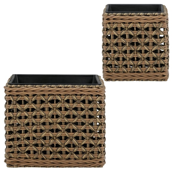 Jardinières emboîtables Grapevine en polyrattan, carrée, ensemble de 2