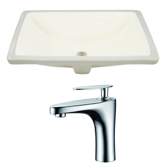 20.75-in. W Rectangle Bathroom Undermount Sink Set In Biscuit - Chrome Hardware AI-22788