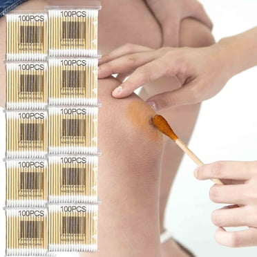 XYAIYT Lot de 100 Doubles Écouvillons de Qualité Supérieure pour Soins Ménagers, Démaquillage, Nettoyage des Oreilles, Doux, Longue Tenue, Bâtons de Coton Polyvalents avec Emballage Pratique et Portable