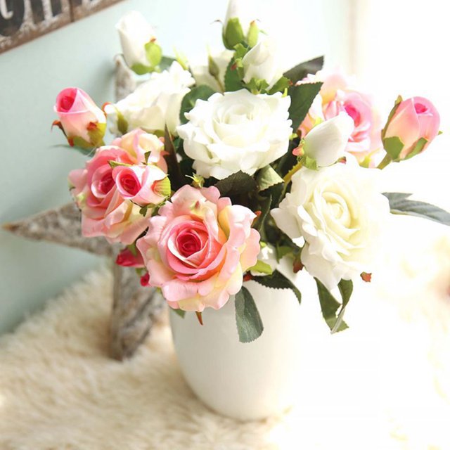 Artificial Rose Flowers Cloth Centerpiece Craft Wedding Party Home Decor