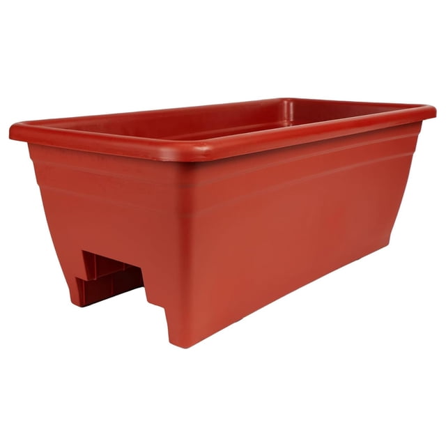 The HC Companies Deck Railing Planter Box with Removable Drain Plugs, 24", Clay