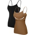 thumbnail image 3 of Charmo Camisole Basique pour Femme à Bretelles Spaghetti Ajustables avec Soutien-Gorge Intégré, Débardeur, Lot de 2, 3 of 5