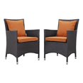 thumbnail image 1 of Modway Convene 2-Piece Aluminum Rattan Patio Dining Chairs in Espresso/Orange, 1 of 3