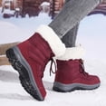 thumbnail image 3 of Pandaie Bottes d'Hiver pour Femmes, Imperméables, à Lacets, Mi-Mollet, Doublées en Peluche, Bottines Courtes Antidérapantes de Style Combat pour Dames, Rouges, 9, 3 of 7