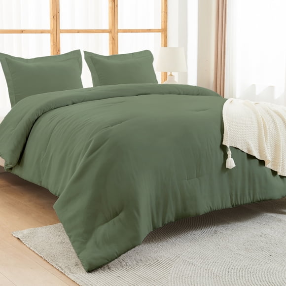Hitime Ensemble de Couette Ultra Douce Beige Format Simple 3 Pcs Literie Douce en Duvet Synthétique 1 Couette Légère et 2 Taies d'Oreiller