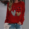 thumbnail image 1 of Styesk Chemises à Manches Longues pour Femmes Imprimé Cœur Hauts Confortables Doux Col Rond T-Shirts Chandail Mode Ample Léger Chandail en Molleton Graphique de la Saint-Valentin Décontracté, 1 of 3