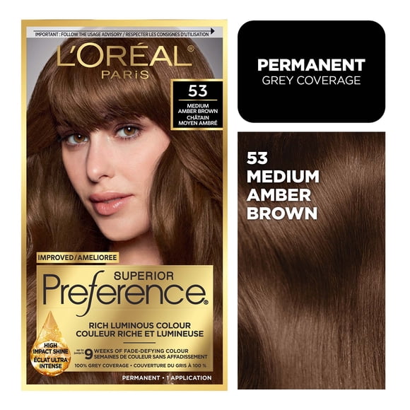 L'Oreal Paris Superior Preference Permanent Hair Color, Oil-in-Gel, Brun ambré moyen, 1 boite