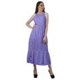 thumbnail image 2 of Moomaya Robe de Vacances pour Femmes en Rayonne, Col Licou, Sans Manches, Fente avant, Robe Imprimée, 2 of 4