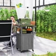 thumbnail image 2 of Outsunny Grill Table with Stainless Steel Top, Pizza Oven Table,  Dark Grey, 2 of 10