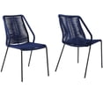 thumbnail image 1 of Afuera Living Chaise de Salle à Manger Moderne en Tissu de 19 Pouces Bleue (Ensemble de 2), 1 of 9