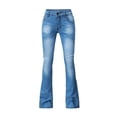 thumbnail image 1 of Jeans à Braguette Boutonnée pour Femmes Flare Jeans pour Femmes Jeans Coupe Bottillon à Pattes d'Éléphant Taille Haute Extensibles Coupe Ajustée Jeans à Pattes d'Éléphant S-20 Bleu Pâle TTG, 1 of 7