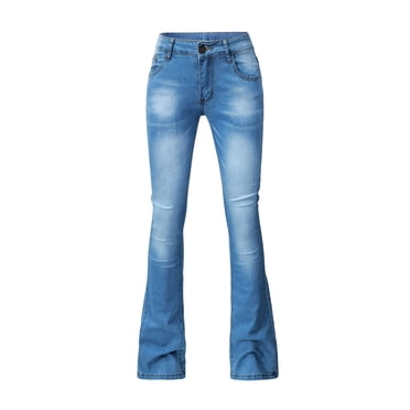High Waisted Straight Leg Jeans for Women Flare Jeans for Women Women's Boot Cut Bell Bottom Jeans High Waisted Stretch Slim Bell Bottoms Jeans S-20 Light Blue M