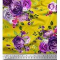 thumbnail image 1 of Soimoi Rayon Fabric Leaves & Rose Flower Decor Fabric Printed Yard 56 Inch Wide, 1 of 3