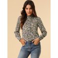 thumbnail image 3 of INSPIRE CHIC Chemise Décontractée à Manches Longues Imprimé Floral Col Montant Bleu Marine TG, 3 of 6