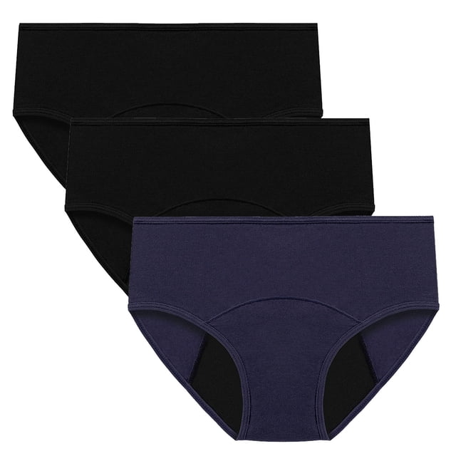 Lot de 3 Culottes Menstruelles pour Femmes, Anti-Fuites, Flux Abondant, Taille Haute, Post-Partum