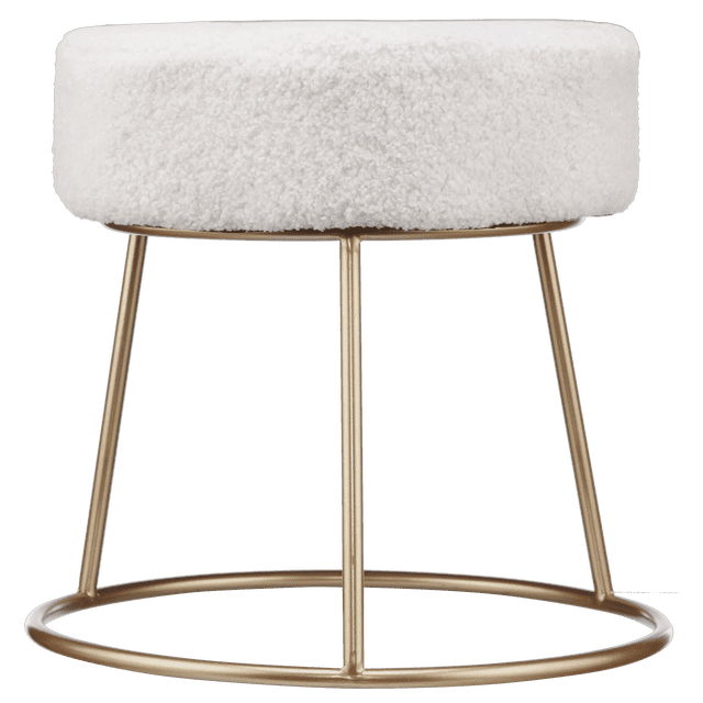 Bouclair Tabouret Floral en Bouclé Blanc