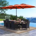 thumbnail image 2 of Costway 11 PCS Patio Wicker Dining Set with Double-Sided Outdoor Umbrella 8 Stackable Chairs, 2 of 9