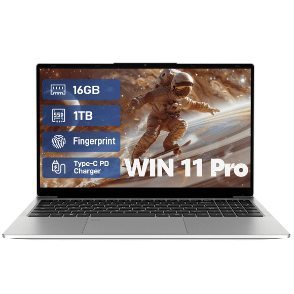 Pryloxen Portable 15,6 Pouces Win 11 Pro AMD Ryzen 3 3250C 16 Go RAM 1 To SSD Clavier Rétroéclairé à Empreinte Digitale Argent
