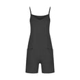 thumbnail image 3 of Dealovy Womens Rompers Sleeveless Spaghetti Strap V Neck Solid Color Lounge Shorts Jumpsuits with Pockets, 3 of 5
