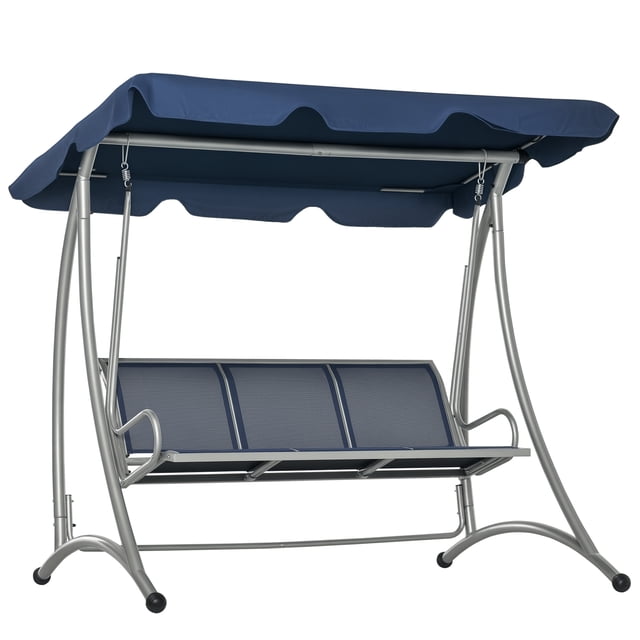 Outsunny Banc Balançoire de Patio pour 3 Personnes avec Auvent Réglable