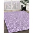 thumbnail image 3 of Ahgly Company Machine Washable Indoor Round Transitional Purple Flower Purple Area Rugs, 4' Round, 3 of 7