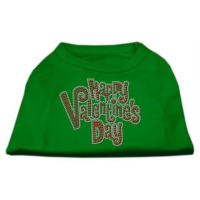 Happy Valentines Day Rhinestone Dog Shirt Emerald Green Lg (14)