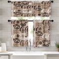 thumbnail image 1 of Coffee Kitchen Curtains Brown Window Curtains Valance and Tier Set 36 Inch, Farmhouse Rod Pocket Short Tier Curtain, Retro Vintage Small Cafe Curtains for Kitchen Decor, 1 of 1