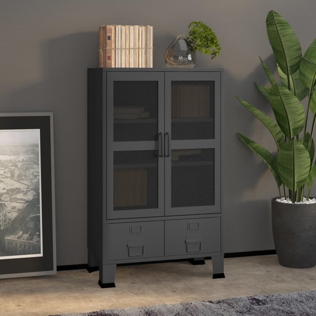 vidaXL Coffre de Rangement Industriel Métal Anthracite