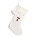 thumbnail image 1 of Christmas Knitted Stocking With Personalised Alphabet Christmas Alphabet Letter Initial White T, 1 of 9