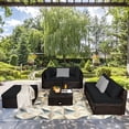 thumbnail image 2 of Costway 6PCS Outdoor Patio Rattan Furniture Set Cushioned Sectional Sofa Black, 2 of 9
