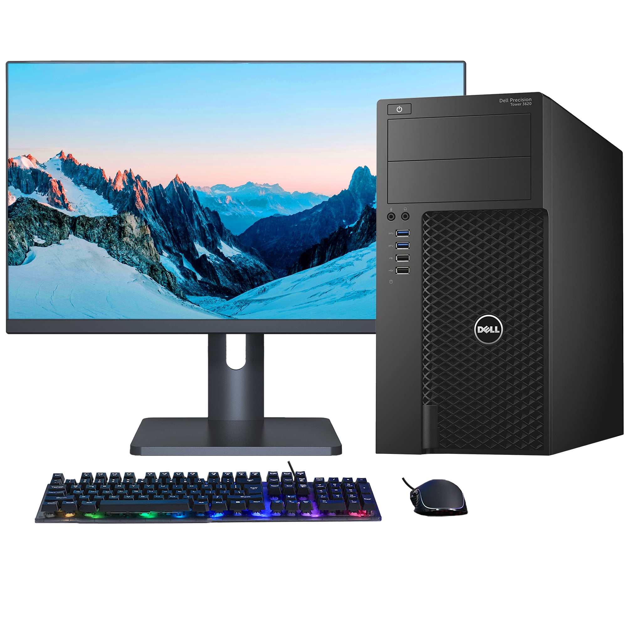 DELL Workstation PC Desktop Tower Computer Intel Core i7 upto 4.00 GHz Processor 16GB DDR4 RAM 512GB SSD with New 27inch Monitor, Windows 10 Pro, WiFi, Gaming Keyboard & Mouse, HDMI ( Refurbished)