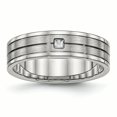thumbnail image 1 of Stainless Steel Brushed and Polished Grooved CZ Ring 11.5 Size, 1 of 7