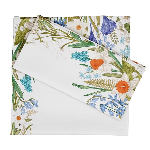Vargottam Collection de Luxe Linge de Table Décor Serviette en Coton Tissu Imprimé Serviettes Réutilisables Ensemble de 4, 20 X 20 - Printemps