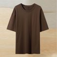thumbnail image 2 of Pisexur Hauts d'Été pour Femmes, Hauts pour Femmes, Hauts de Sortie pour Femmes, Hauts pour Dames, T-Shirt d'Été à Col Rond Manches Courtes Mode Décontractée Imprimé Bouton Café, m, 2 of 4