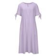 thumbnail image 4 of Babysbule Liquidation Robes d'Été pour Femmes, Mode Femmes Décontractée Ample Imprimé Papillon Col en V Manches Mi-Longues Boutons Poches Robe Longue, 4 of 6
