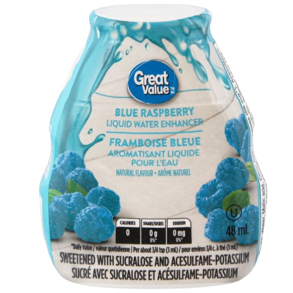 Great Value Aromatisant Liquide pour l'Eau à la Framboise Bleue 48ML
