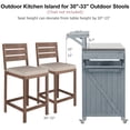 thumbnail image 4 of HMSHA 53.3" Outdoor Kitchen Island with Raised Shelf,Solid Wood Storage Cabinet with Stainless Steel Top,Outdoor Rolling Grill Cart with Internal Storage Rack,Adjustable Shelf,Spice Rack,Grey Blue, 4 of 12