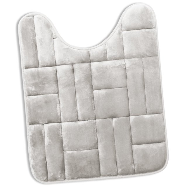Clara Clark Bathroom Rugs, Velvet Memory Foam Bath Mat, Ultra Soft Non Slip and Absorbent - Tiled - Contour - Silver