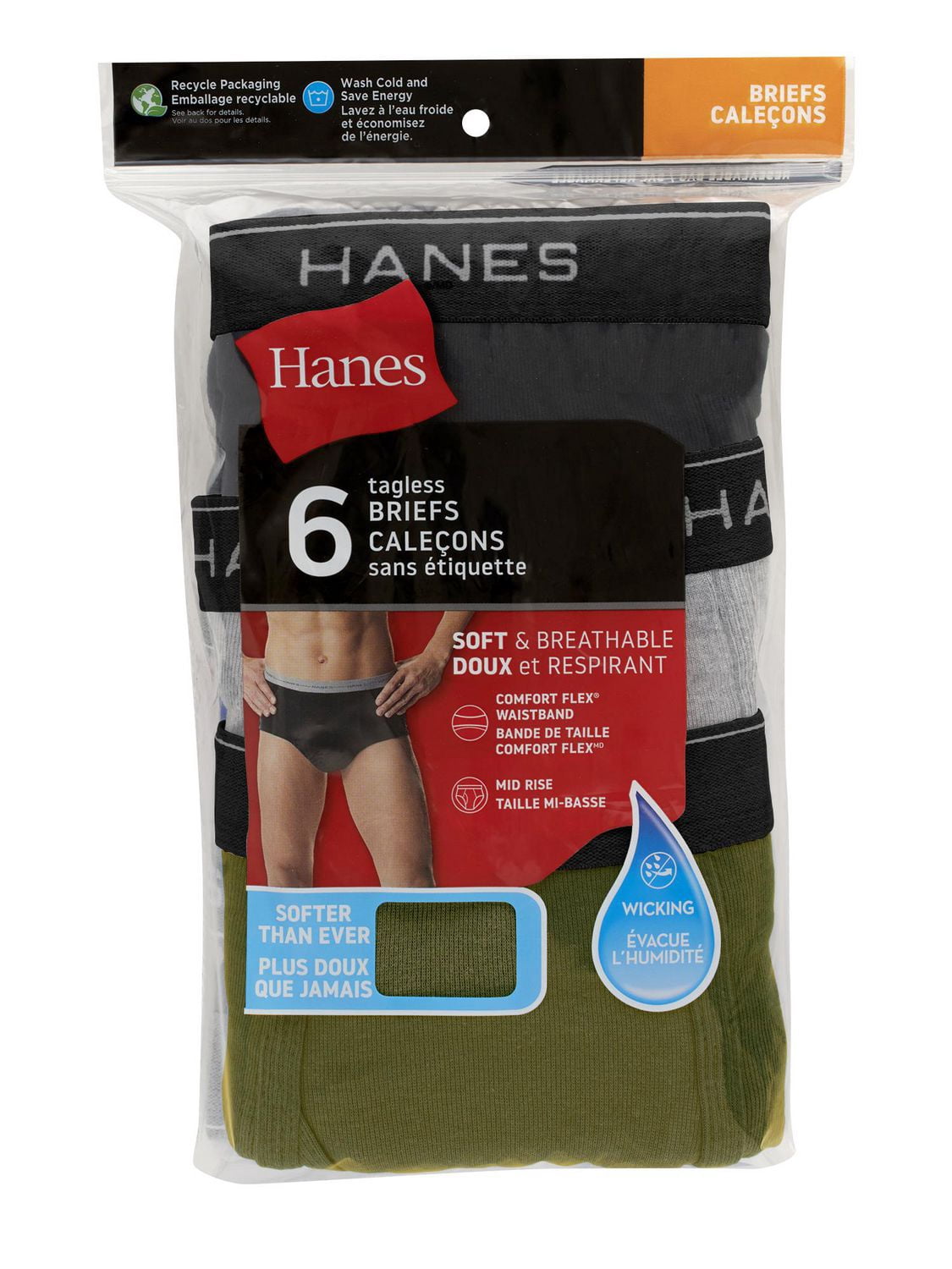 Hanes Men's Comfort Flex Mid-Rise Briefs