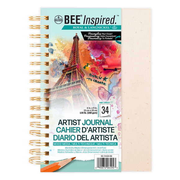 Bee Paper -Bee Inspired -Carnet d'artiste technique mixte 6" x 9", 34 feuilles, 120 lb (200 g/m²)