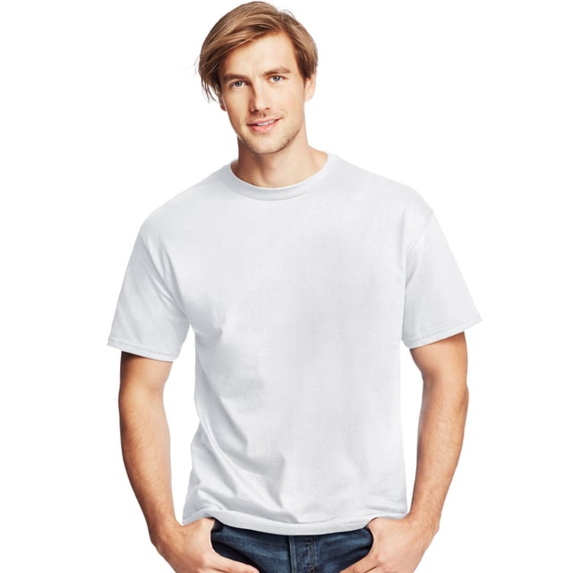 Hanes T-Shirts à Col Ras du Cou ComfortSoft pour Hommes, Lot de 4, 3TG, Blanc