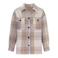 thumbnail image 4 of Yuyuzo Plaid Flannel Shirts for Women Oversized Long Sleeve Shacket Jacket Button down Blouse Tops, 4 of 7