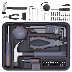 34-Piece Household & Auto Repair Tool Kit Set with Portable Toolbox, Includes Screwdrivers, Wrench, Pliers & Tape for Home DIY, Furniture, Auto Repairs