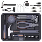 34-Piece Household & Auto Repair Tool Kit Set with Portable Toolbox, Includes Screwdrivers, Wrench, Pliers & Tape for Home DIY, Furniture, Auto Repairs