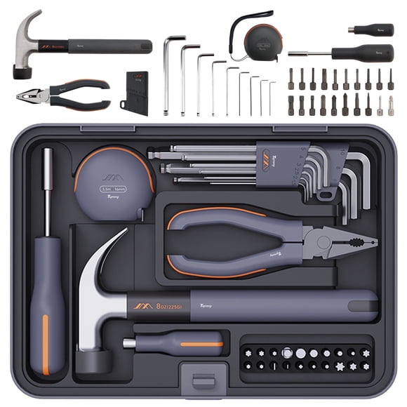 Ensemble de 34 Pcs d'Outils de Réparation pour la Maison et l'Auto avec Boîte à Outils Portable, Comprend Tournevis, Clé, Pinces et Ruban pour Bricolage à la Maison, Meubles, Réparations Automobiles