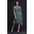 thumbnail image 4 of Bimba Blue Leaves Printed Womens Cold Shoulder Tunic Party Round Neck Shift Dress - Small, 4 of 6