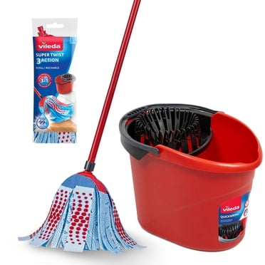 Vileda SuperTwist 3Action Mop & QuickWring Bucket System with 1 Extra Mop Refill