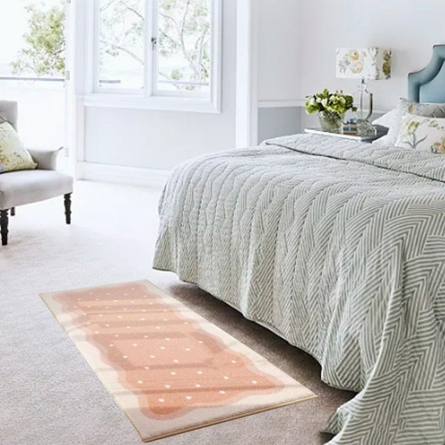 Chok Soft Bedroom Rugs - Bedside Rug Flocking Carpet with Non-Slip Rubber Bottom Modern Design Easy to Clean - Ideal for Bedroom Living Room Nursery College Dorm - 40cmx80cm