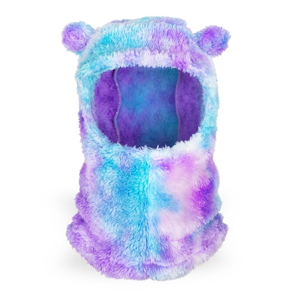 Plush Bear Ear Balaclava Purple Teal